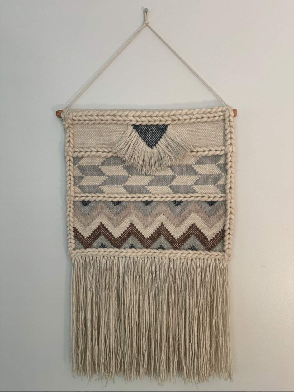 Boho Geometric Wall Hanging with Fringe
